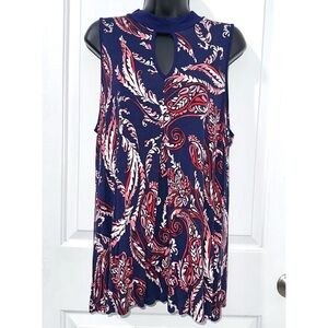 Cable & Gauge Sleeveless Blue Top